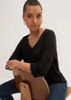 Blusa a maniche lunghe con scollo a V in viscosa fluente, bonprix