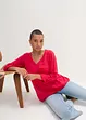 Blusa a maniche lunghe con scollo a V in viscosa fluente, bonprix