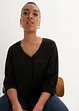 Blusa a maniche lunghe con scollo a V in viscosa fluente, bonprix