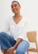 Blusa a maniche lunghe con scollo a V in viscosa fluente, bonprix