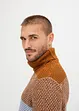 Maglione a collo alto in color block con cotone, bonprix