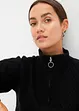 Maglione con zip, colletto e motivo a treccia, bonprix