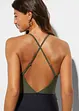 Costume intero con cut-out e volant, bonprix