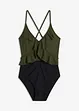 Costume intero con cut-out e volant, bonprix