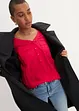 Blusa a maniche lunghe con scollo a V in viscosa fluente, bonprix