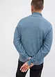 Maglia con collo alto e mezza zip in filato fine effetto lavato, bonprix