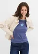 Maglia bicolore a maniche lunghe con ricamo, bonprix