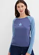 Maglia bicolore a maniche lunghe con ricamo, bonprix