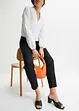 Pantaloni cropped in misto lino e viscosa, vita alta, bonprix