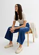 Jeans wide leg con cinta comoda, vita media, bonprix