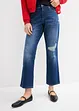 Jeans straight cropped con cinta comoda, vita media, bonprix