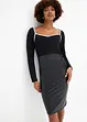 Abito in jersey aderente con similpelle, bonprix