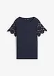 Maglia in puro lino con maniche effetto uncinetto, bonprix