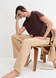 Maglia con laccetto da annodare al fondo in misto cotone e viscosa, bonprix
