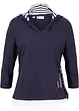 Maglia con cappuccio e maniche a 3/4 in puro cotone, bonprix