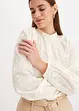 Blusa leggermente trasparente con applicazione floreale, bonprix