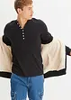 Maglia serafino a maniche lunghe in puro cotone biologico, slim fit, bonprix