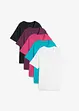 Maglia lunga e larga con scollo a V e maniche corte (pacco da 5), bonprix