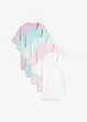 Maglia lunga e larga con scollo a V e maniche corte (pacco da 5), bonprix