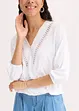 Maglia effetto a portafoglio con maniche a 3/4 e pizzo, bonprix