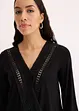 Maglia effetto a portafoglio con maniche a 3/4 e pizzo, bonprix