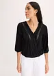 Maglia effetto a portafoglio con maniche a 3/4 e pizzo, bonprix