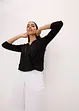 Maglia effetto a portafoglio con maniche a 3/4 e pizzo, bonprix
