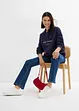 Felpa oversize con colletto polo e ricamo, bonprix