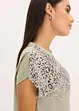Maglia con inserto in tessuto e strass, bonprix
