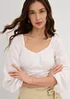 Blusa con ricami traforati in puro cotone, bonprix