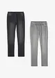 Jeggings a vita media (pacco da 2), bonprix