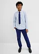 Pantaloni chino, camicia a maniche lunghe e cravatta (set 3 pezzi), bonprix