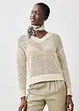 Maglione traforato in misto lino leggero, bonprix