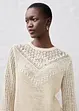 Maglione traforato in misto lino, bonprix
