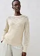 Maglione traforato in misto lino, bonprix