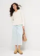 Gonna midi in jeans super soft, vita media, bonprix