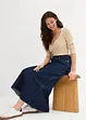 Gonna midi in jeans super soft, vita media, bonprix
