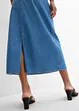 Gonna midi in jeans super soft, vita media, bonprix