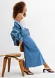 Gonna midi in jeans super soft, vita media, bonprix