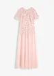 Abito lungo in delicato tulle con ricami e paillettes, bonprix