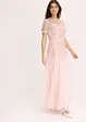 Abito lungo in delicato tulle con ricami e paillettes, bonprix