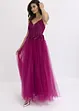 Abito lungo in tulle delicato con pizzo, bonprix