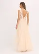 Abito lungo in tulle con fiori applicati, bonprix