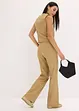 Pantaloni con pinces in misto lino a vita alta, bonprix