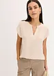 Blusa casual a maniche corte con spalle scese in satin, bonprix