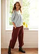 Pantaloni culotte cropped di velluto elasticizzato con cinta comoda, vita alta, bonprix