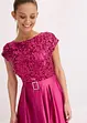 Abito lungo in satin lucido con pizzo, bonprix