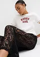 Pantaloni con elastico in vita e pizzo, bonprix
