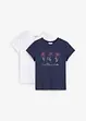 T-shirt basic con stampa (pacco da 2), bonprix