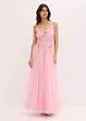 Abito lungo in delicato tulle con pizzo, bonprix